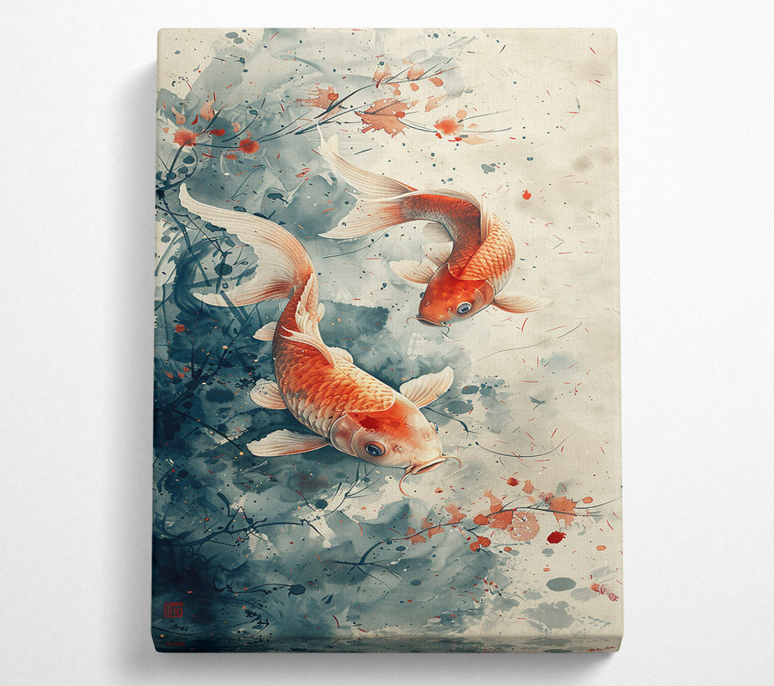  A Canvas Print of Orange Koi Dance Canvas Print