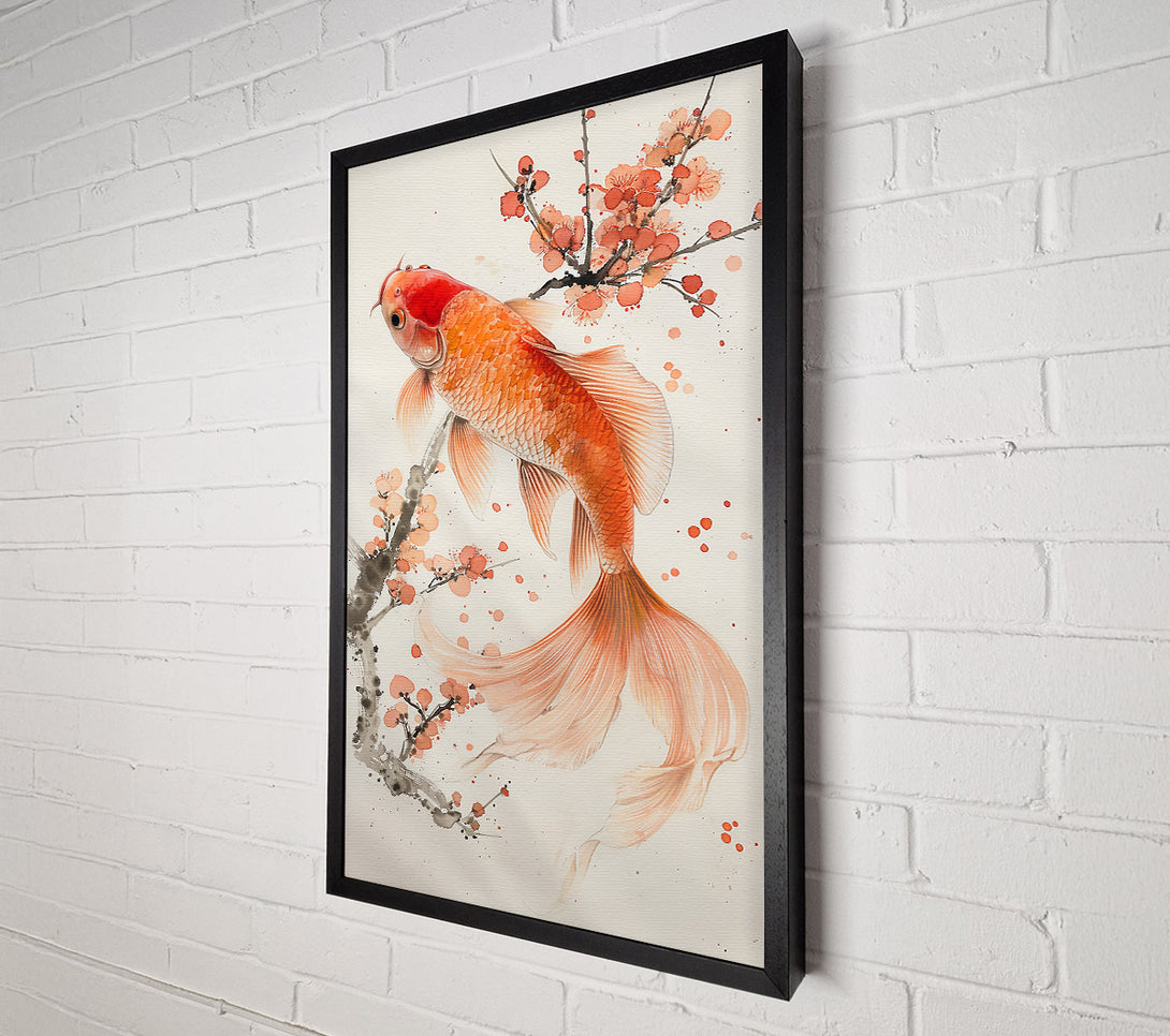  A Canvas Print of Orange Koi And Blossoms Canvas Art