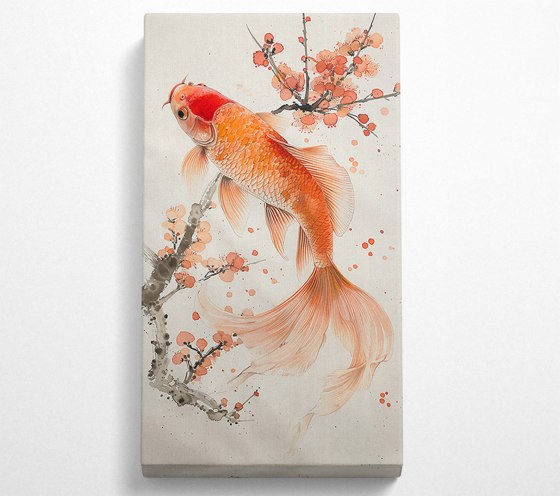  A Canvas Print of Orange Koi And Blossoms Canvas Art