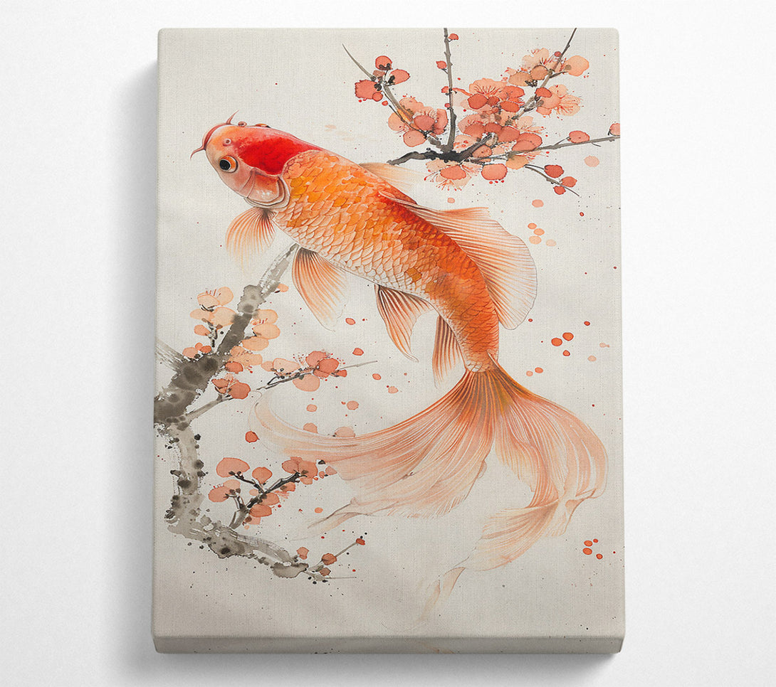  A Canvas Print of Orange Koi And Blossoms Canvas Art