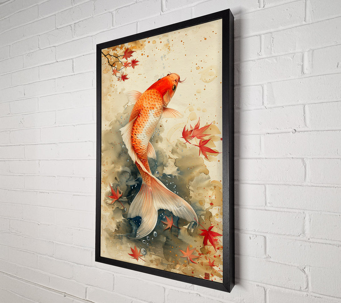  A Canvas Print of Orange Koi In Fall Canvas Wall Art