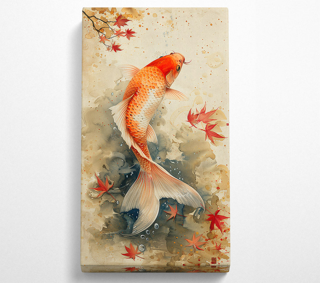  A Canvas Print of Orange Koi In Fall Canvas Wall Art