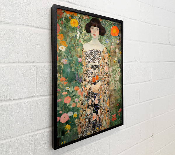 Girl In Blooming Garden Klimt Style