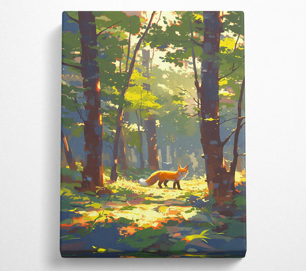  A Canvas Print of Golden Fox In Woods Canvas Art