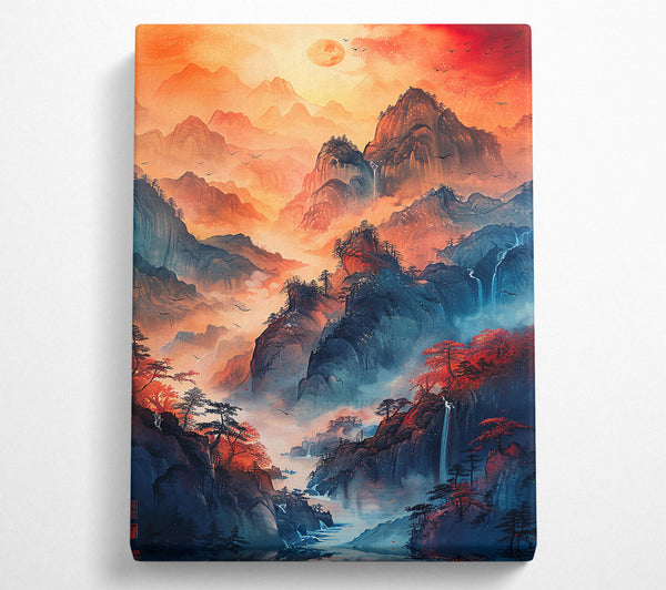  A Canvas Print of Crimson Mountain Valley Canvas Print