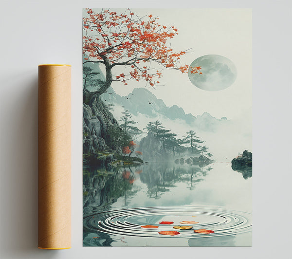 Crimson Moon'S Reflection Poster