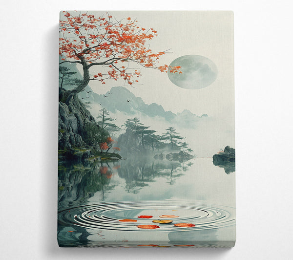  A Canvas Print of Crimson Moon'S Reflection Canvas Art