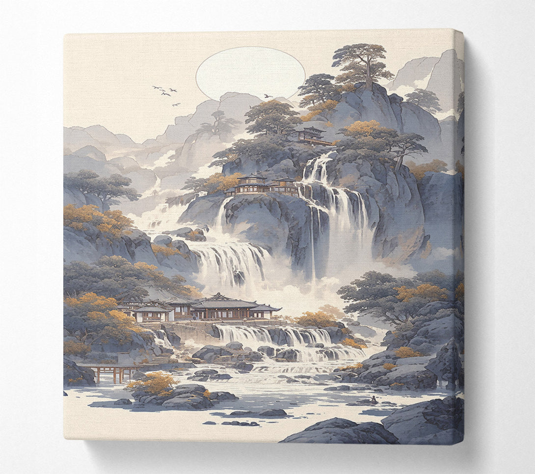  A Canvas Print of Silver Mountain Waterfall Canvas Art