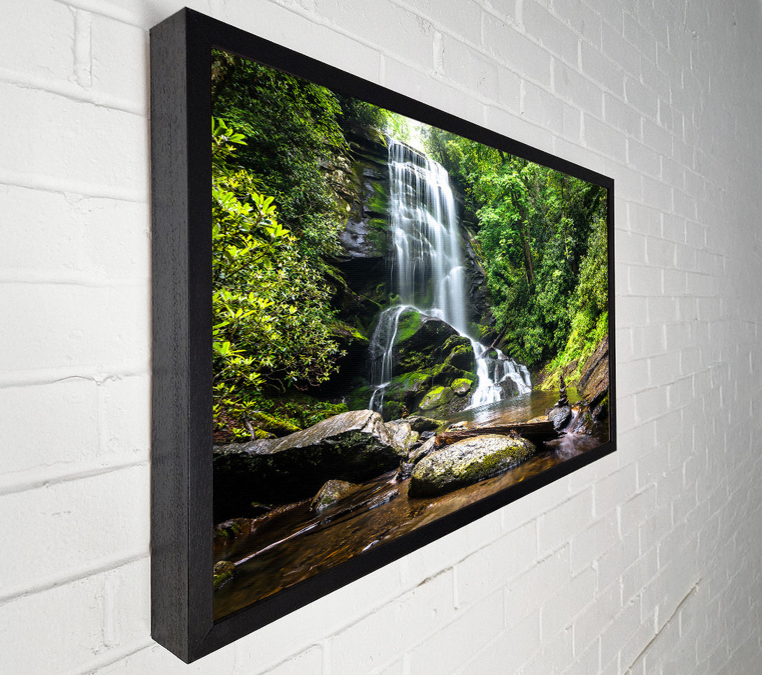  A Canvas Print of Green Waterfall Serene Canvas Art