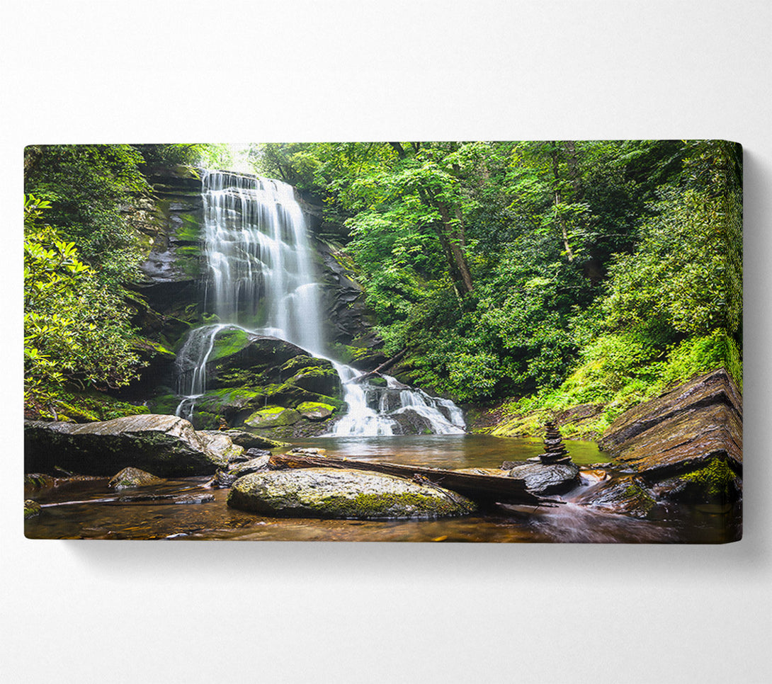  A Canvas Print of Green Waterfall Serene Canvas Art