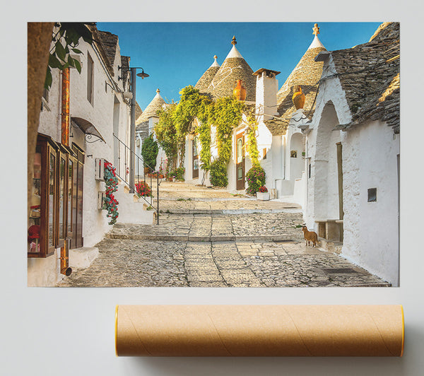 Whitewashed Italian Village Poster
