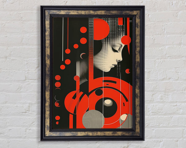 Girl Red Circle Shapes Framed Print