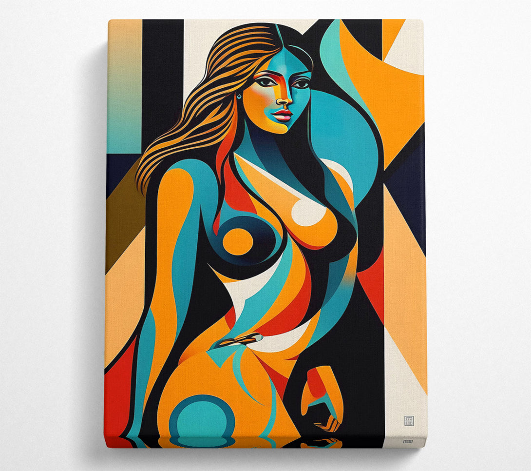  A Canvas Print of Orange Abstract Figure Canvas Wall Art