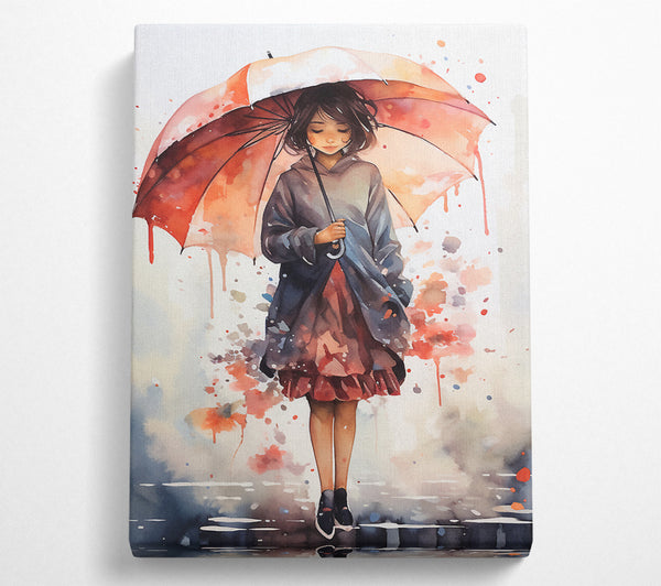  A Canvas Print of Girl Umbrella Rain Canvas Print