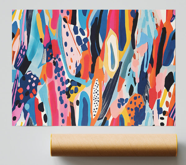 Blue Burst Abstract Poster