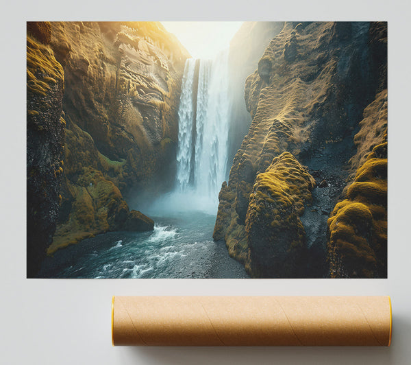 Golden Waterfall Mist Print