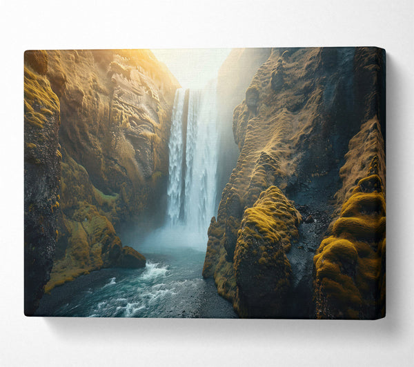  A Canvas Print of Golden Waterfall Mist Canvas Print