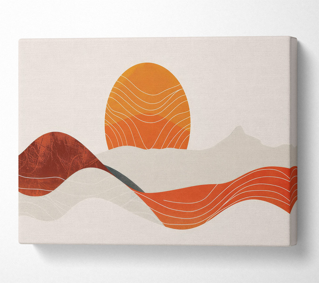  A Canvas Print of Orange Sunset Waves Canvas Art