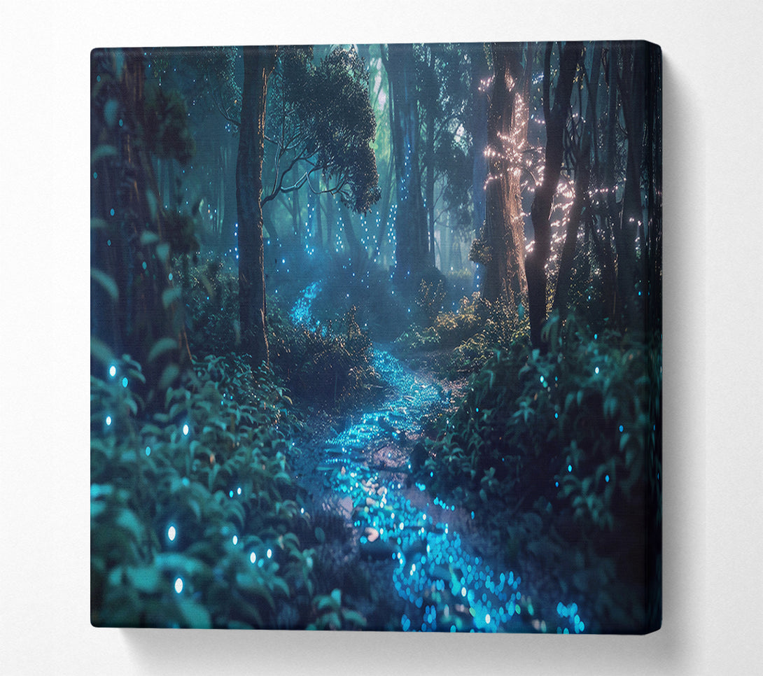  A Canvas Print of Blue Fireflies Path Canvas Wall Art