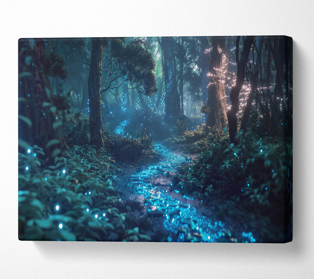  A Canvas Print of Blue Fireflies Path Canvas Wall Art