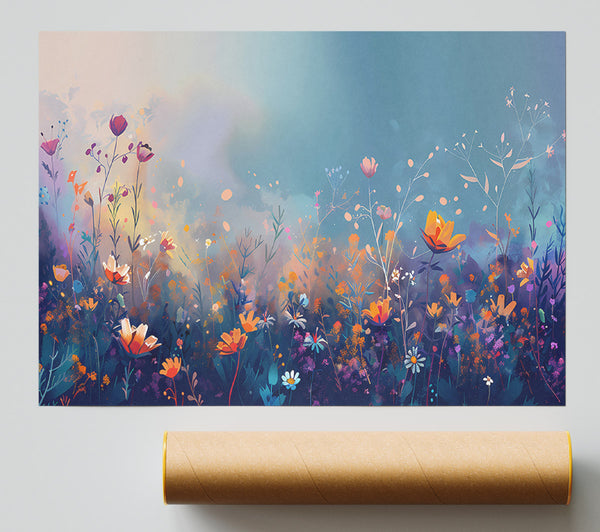 Blue Wildflowers Bloom Giclee Print