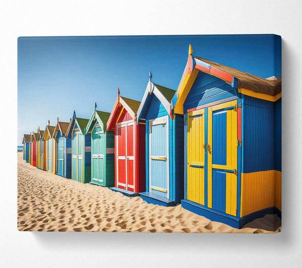 Blue And Yellow Beach Huts