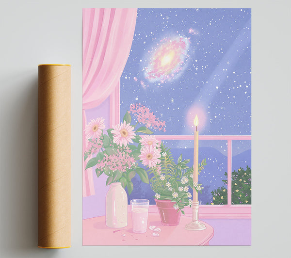 Pink Night Sky Window Giclee Print