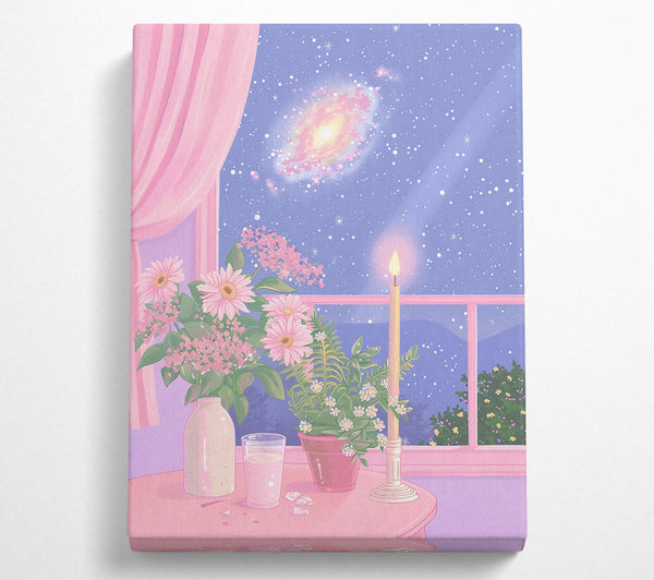  A Canvas Print of Pink Night Sky Window Canvas Print