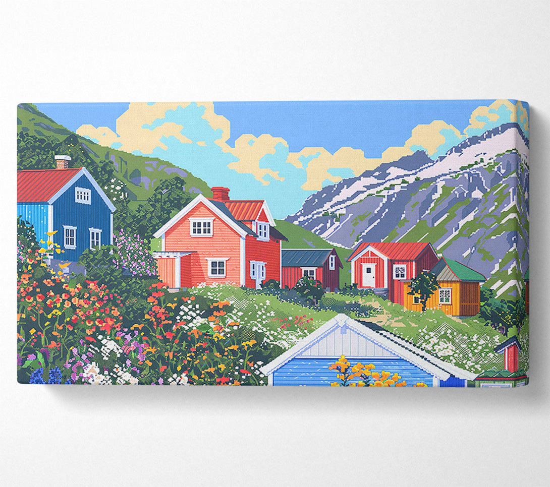  A Canvas Print of Pink Houses By The Fjord Canvas Wall Art