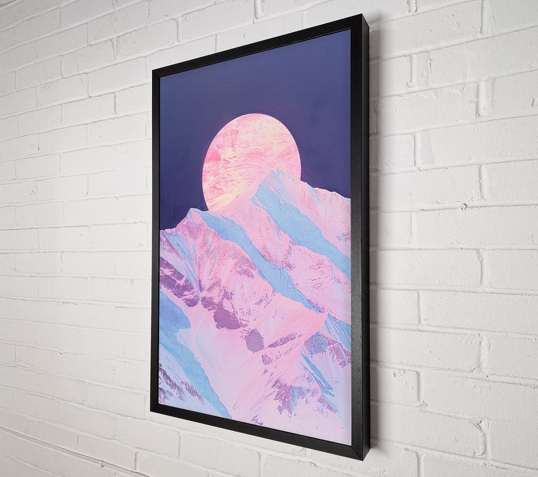  A Canvas Print of Pink Moon Over Mountains Canvas Art