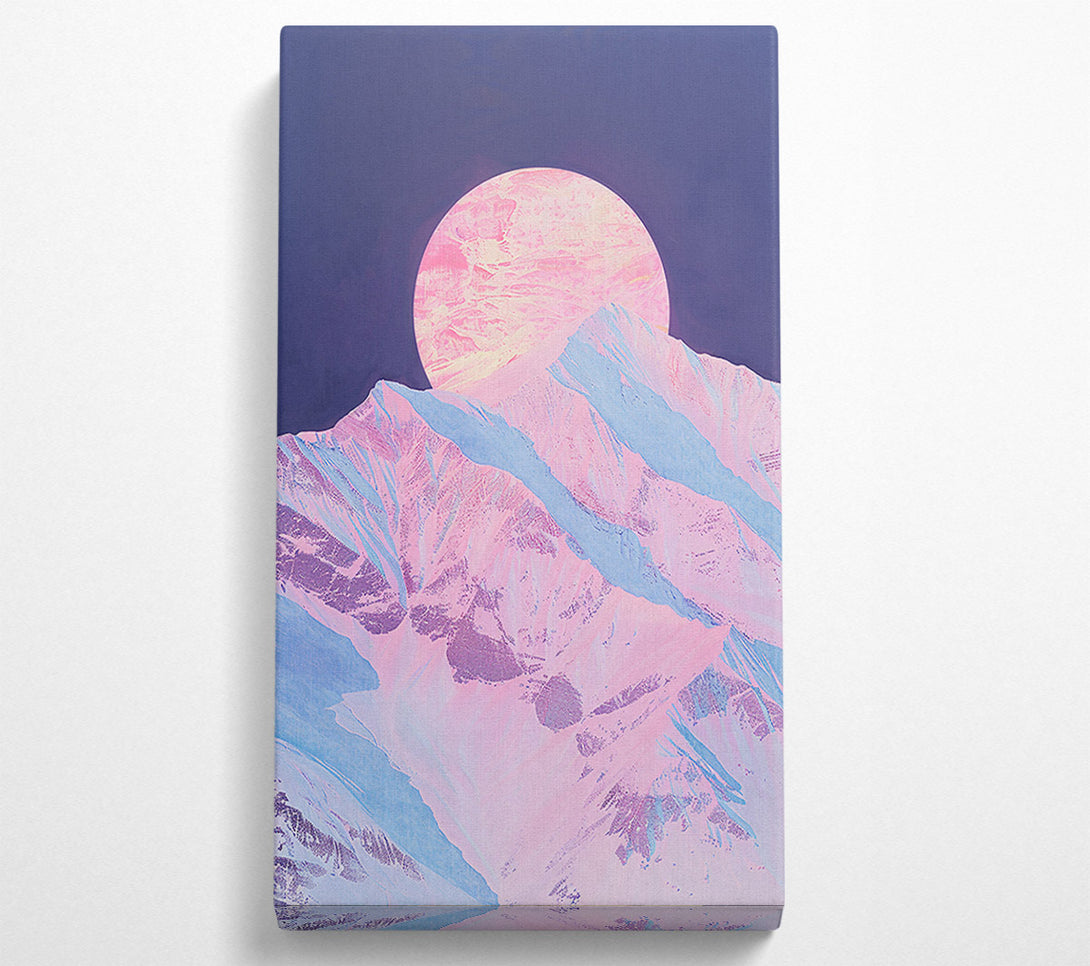  A Canvas Print of Pink Moon Over Mountains Canvas Art