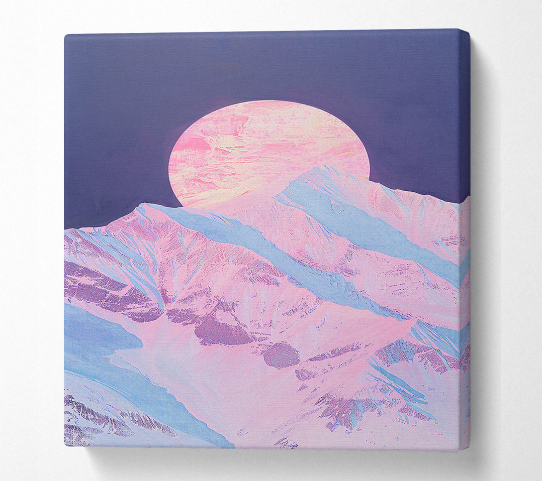  A Canvas Print of Pink Moon Over Mountains Canvas Art