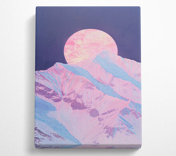  A Canvas Print of Pink Moon Over Mountains Canvas Art