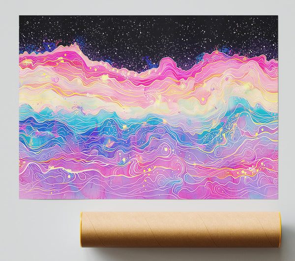 Pink Cosmic Waves Giclee Print