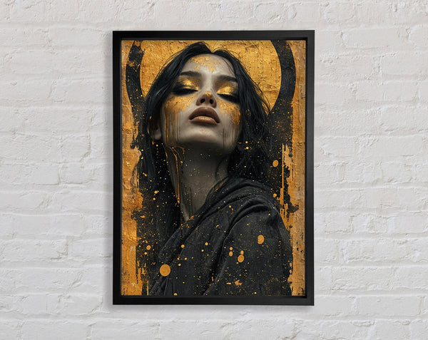 Gold And Black Lady Framed Print