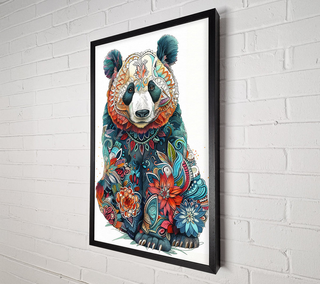  A Canvas Print of Blue Floral Panda Canvas Print