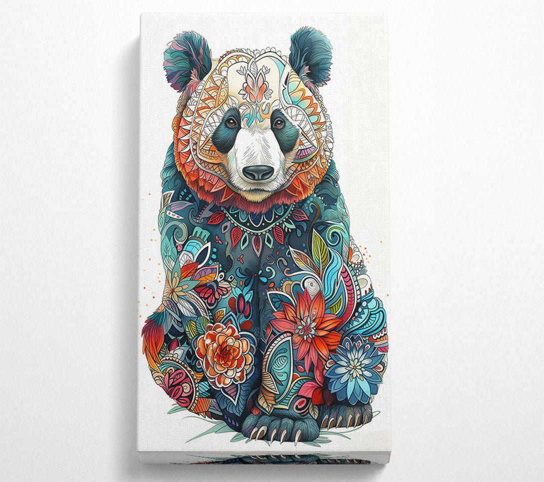  A Canvas Print of Blue Floral Panda Canvas Print