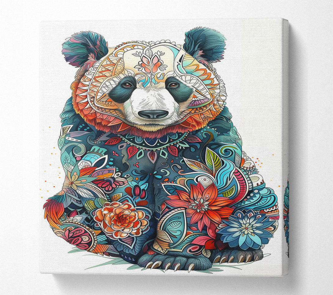  A Canvas Print of Blue Floral Panda Canvas Print