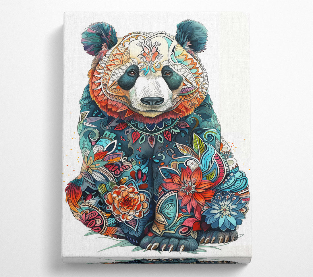  A Canvas Print of Blue Floral Panda Canvas Print