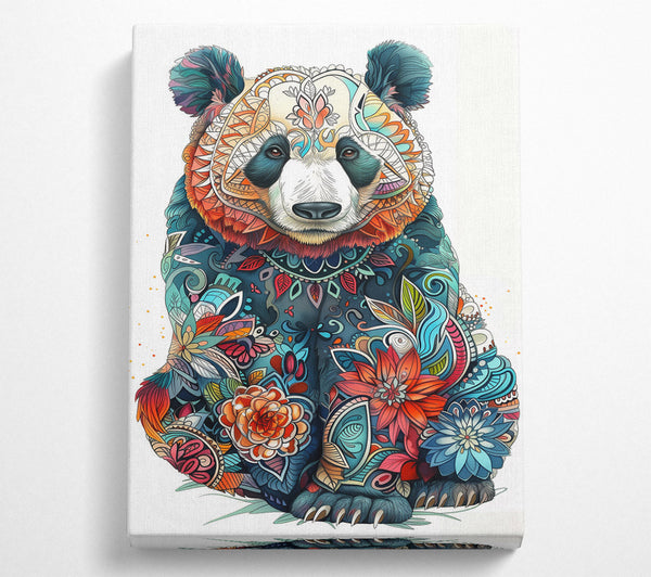  A Canvas Print of Blue Floral Panda Canvas Print