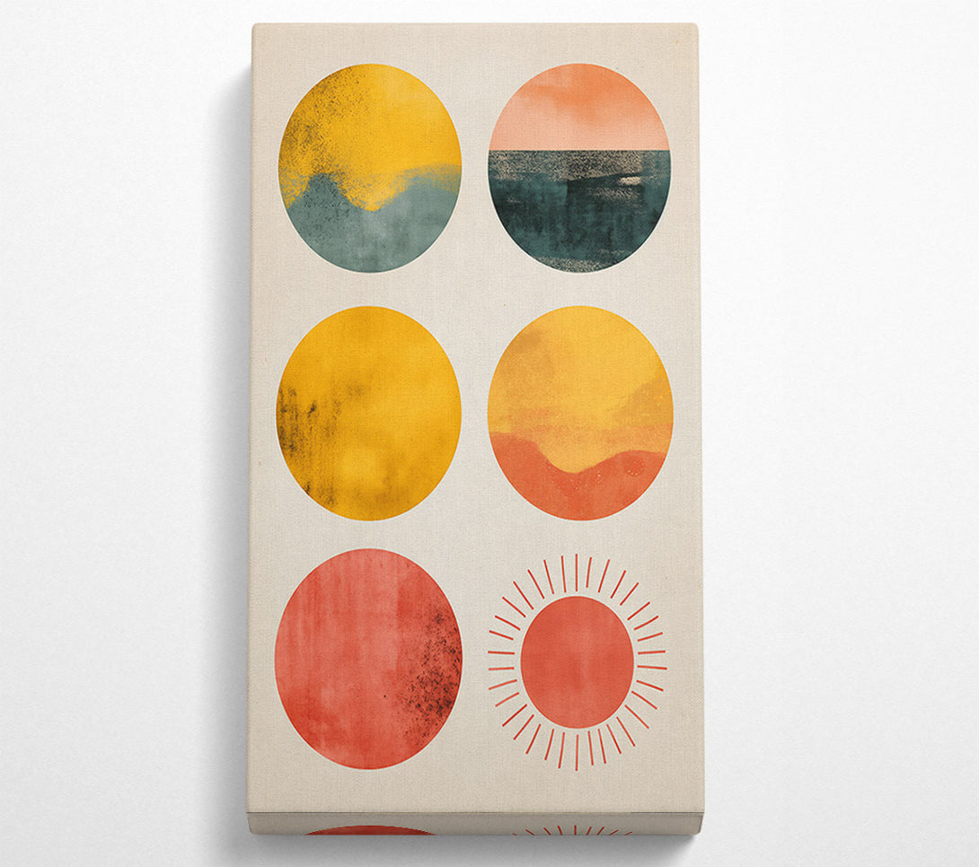 A Canvas Print of Red Sunburst Circles Canvas Wall Art