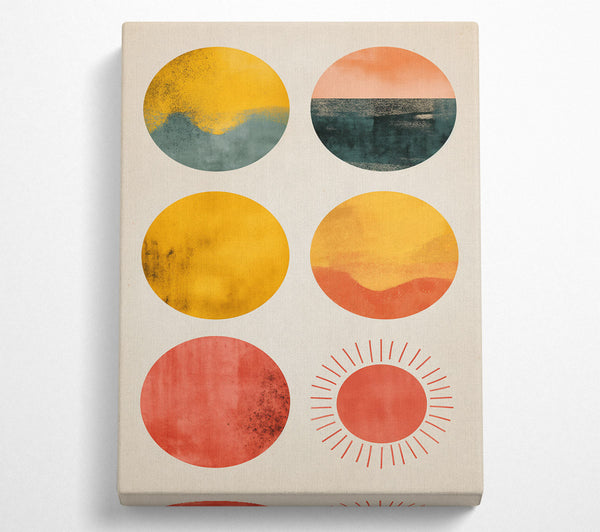  A Canvas Print of Red Sunburst Circles Canvas Wall Art