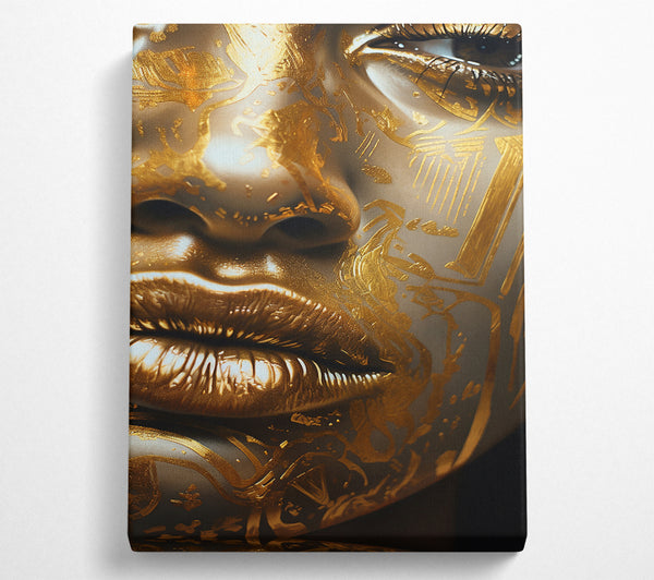  A Canvas Print of Gold Face Close Up Canvas Wall Art