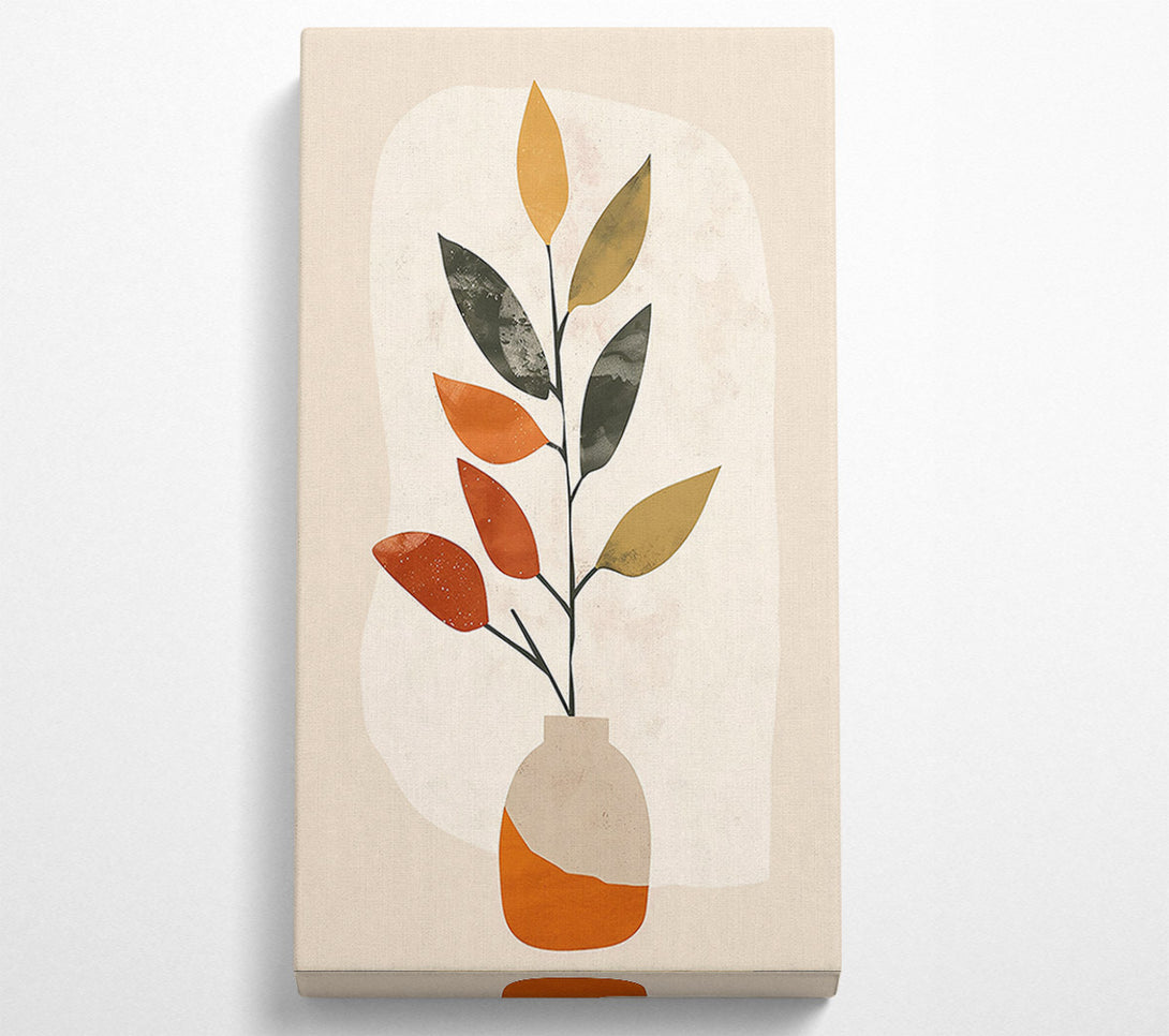  A Canvas Print of Orange Minimalist Leaves Canvas Print