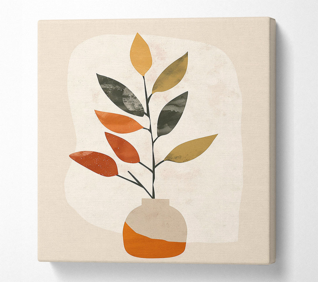  A Canvas Print of Orange Minimalist Leaves Canvas Print