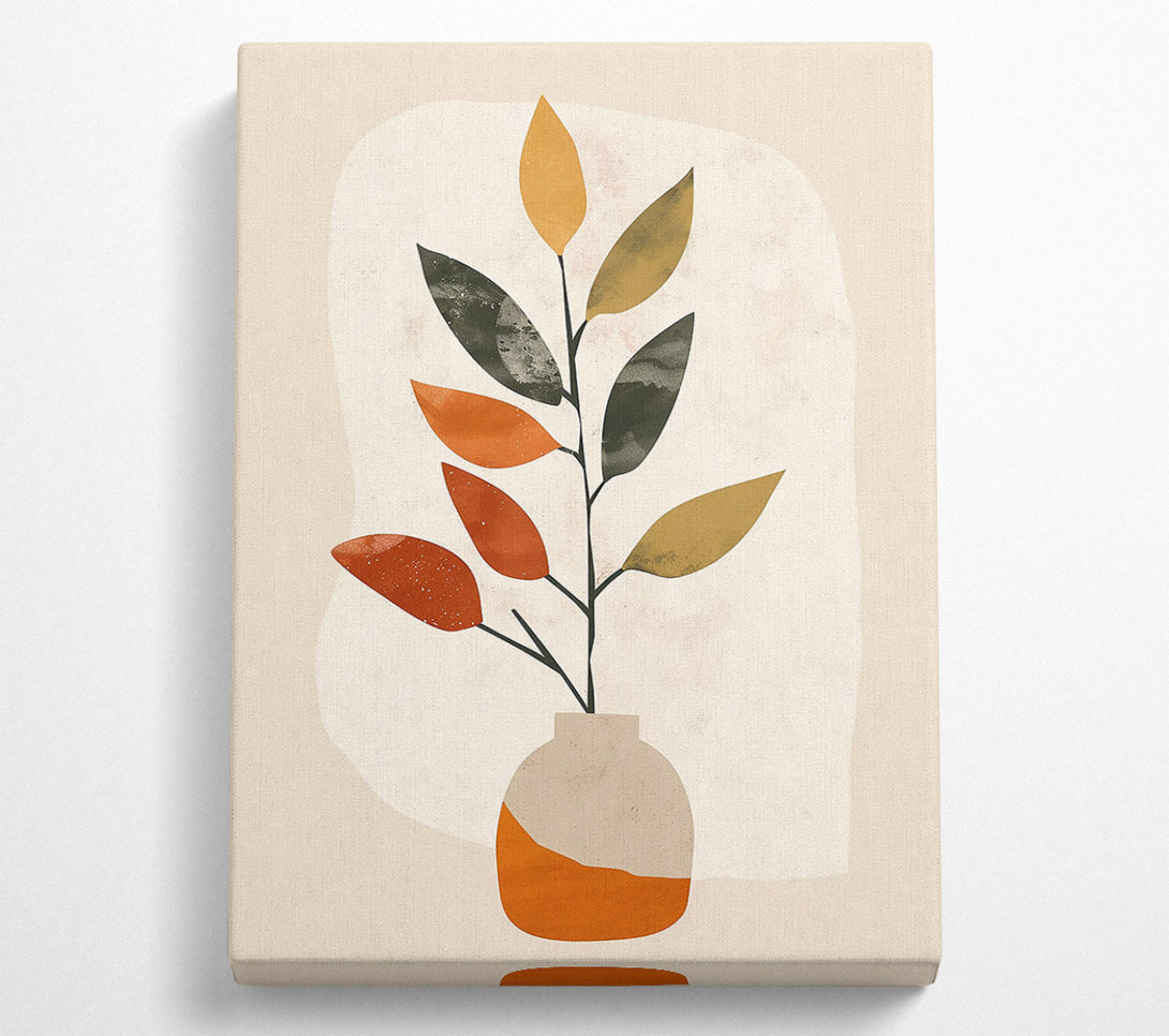  A Canvas Print of Orange Minimalist Leaves Canvas Print
