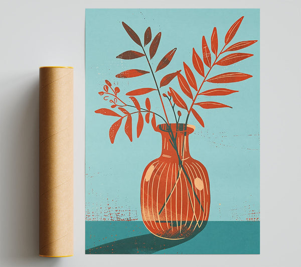 Orange Vase Still Life Poster