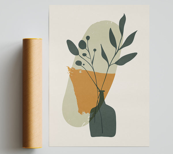 Mustard Vase Blooms Poster