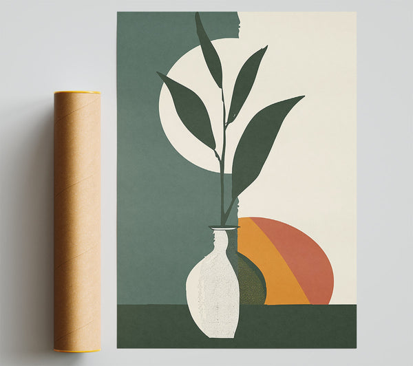 Sage Green Vase And Sun Giclee Print
