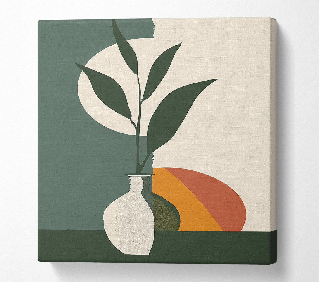  A Canvas Print of Sage Green Vase And Sun Canvas Art